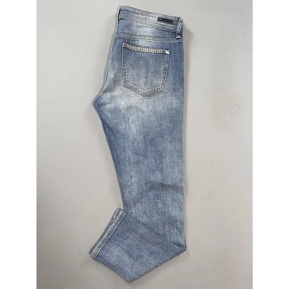 Pilcro and the Letterpress 'Slim Boyfriend' Patched Stretch Denim Jeans. 28, GUC